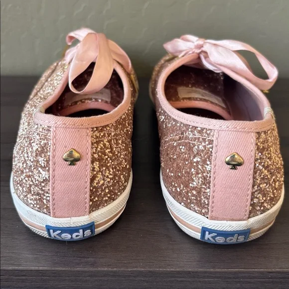 Keds‎ X Kate Spade Collab Rose Gold Glitter Sequin Sneakers Size 10 - Picture 7 of 12